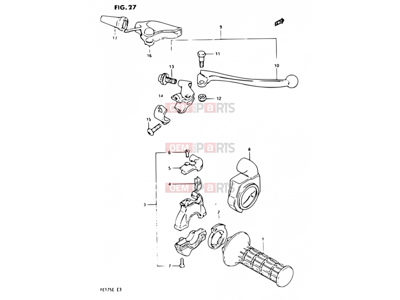 SUZUKI PE175 E (1984) 27 - RIGHT HANDLE SWITCH