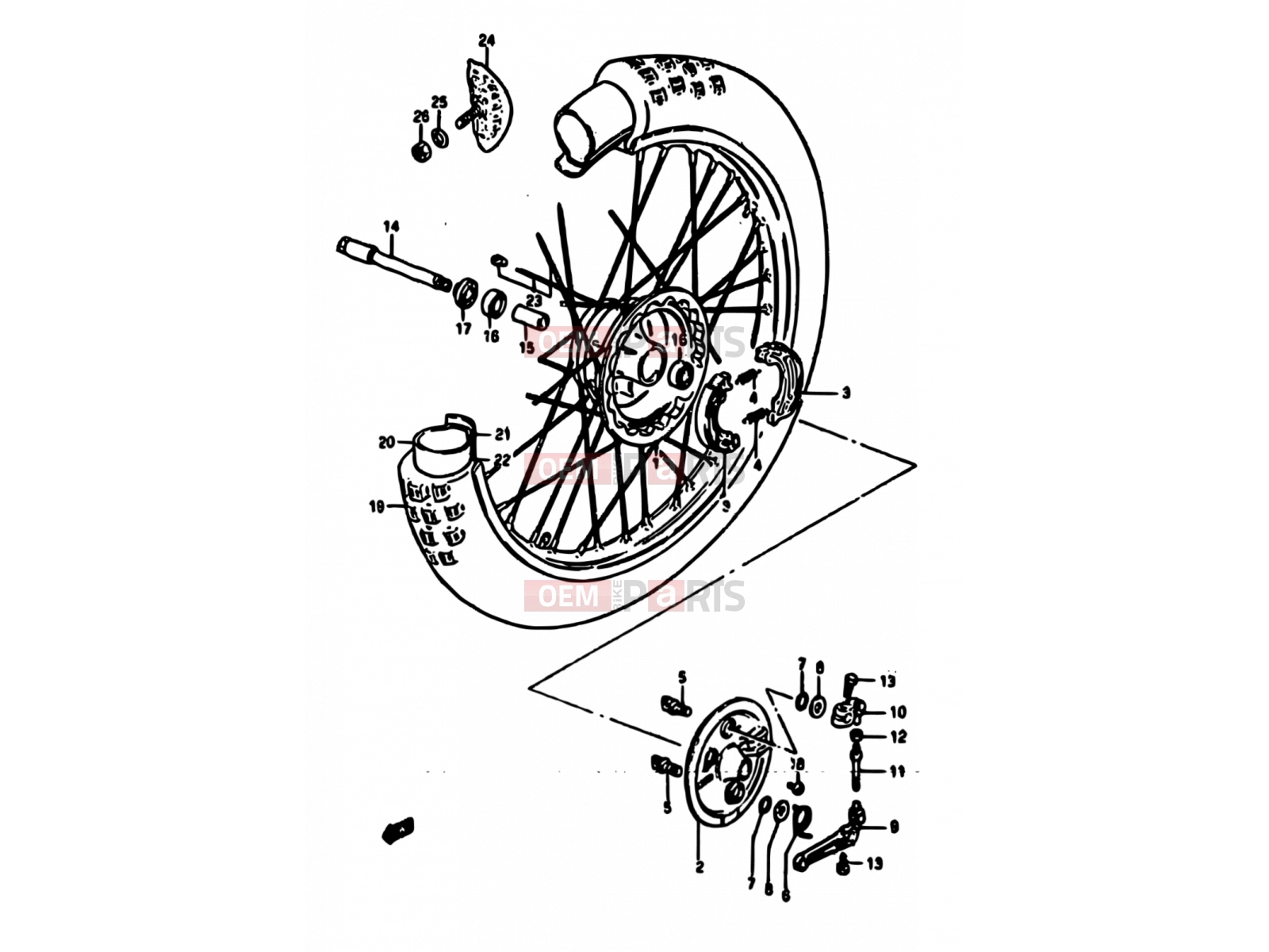 SUZUKI RM125 E (1984) 27 - FRONT WHEEL (MODEL E)