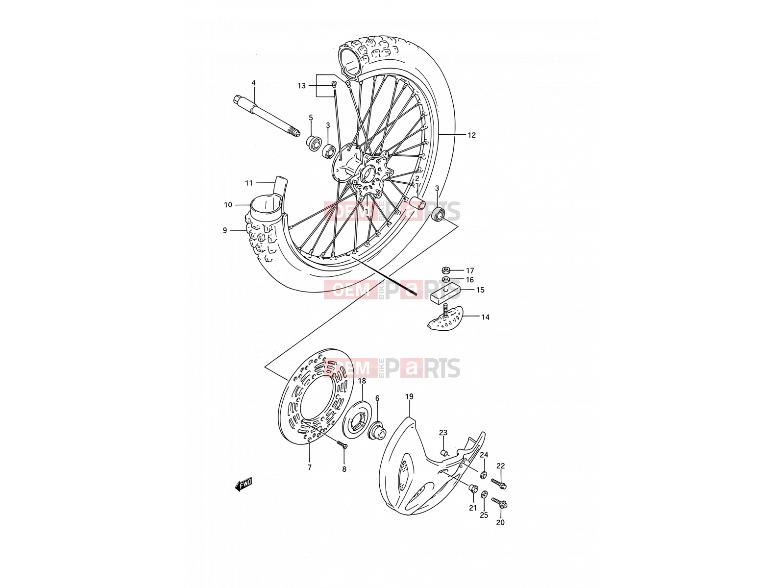 SUZUKI RM250 M (1991) (E03,E28,E33) 25A - FRONT WHEEL (MODEL N)