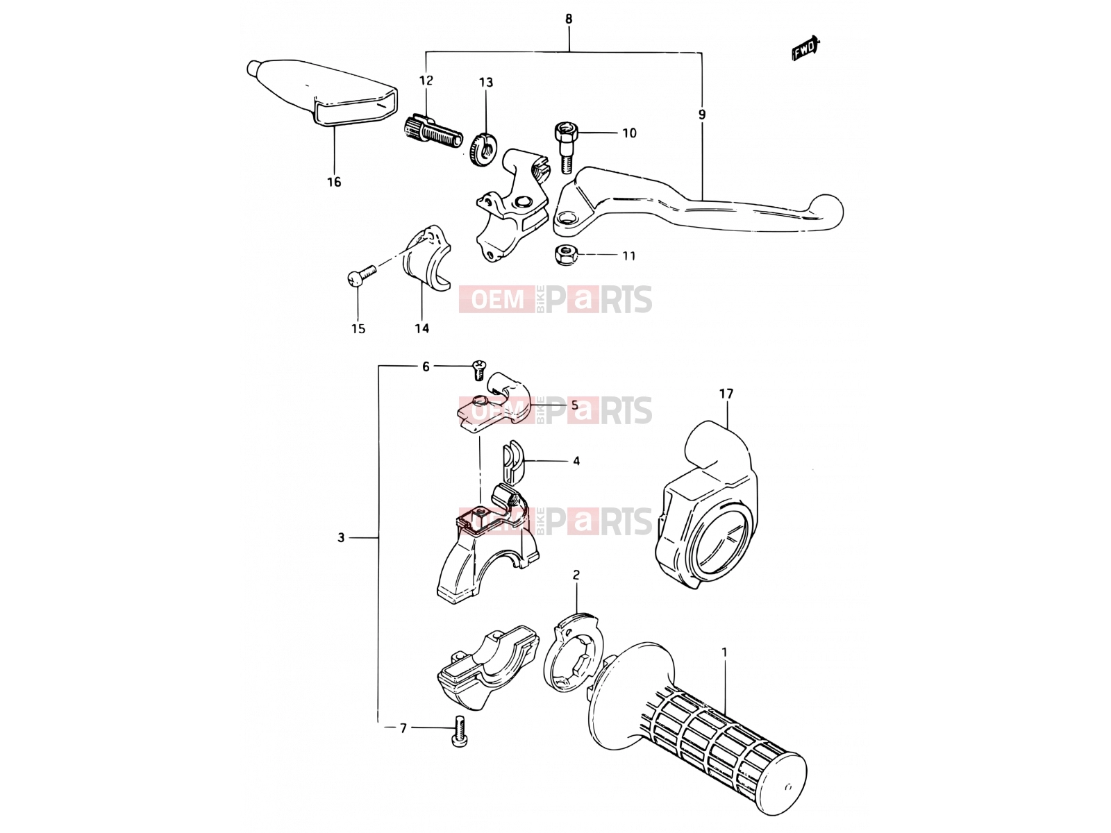 SUZUKI RM500 E (1984) 29 - RIGHT HANDLE SWITCH