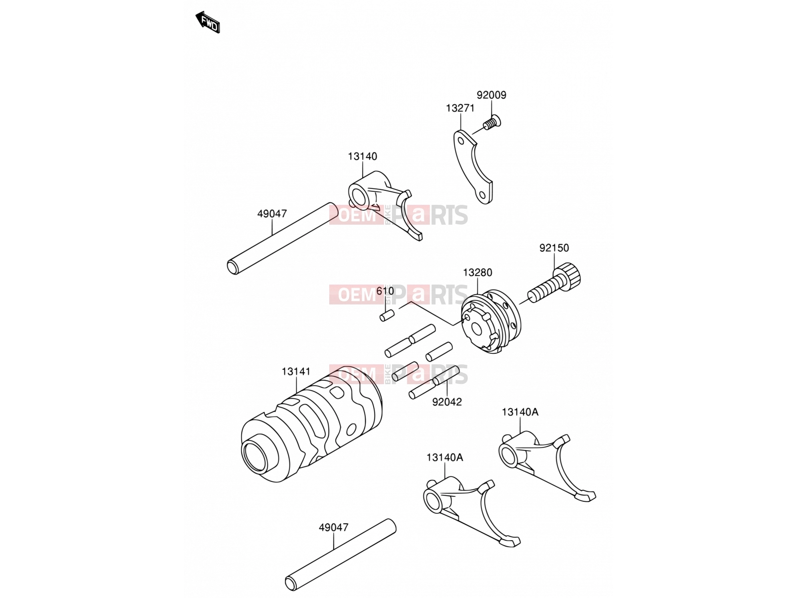 SUZUKI RM65 K4 (2004) (E19) 8 - GEAR CHANGE DRUM/SHIFT FORK