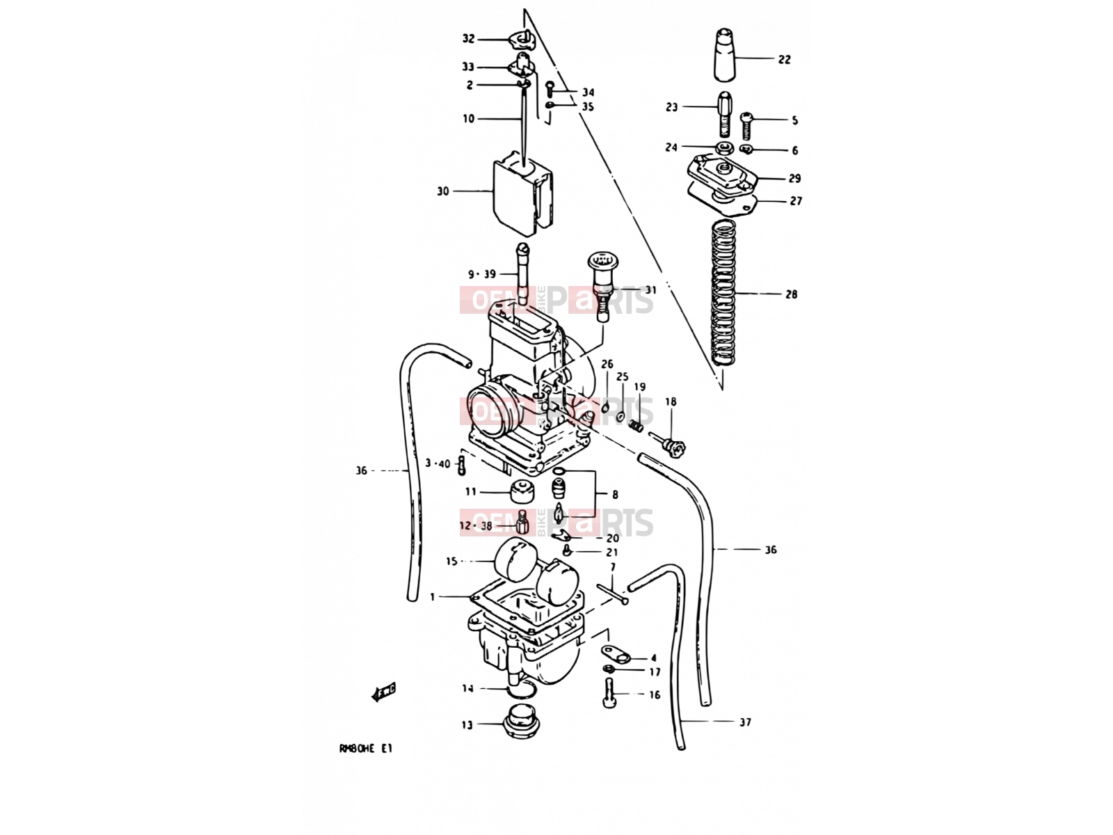 SUZUKI RM80H E (1984) 6 - CARBURETOR (MODEL E)