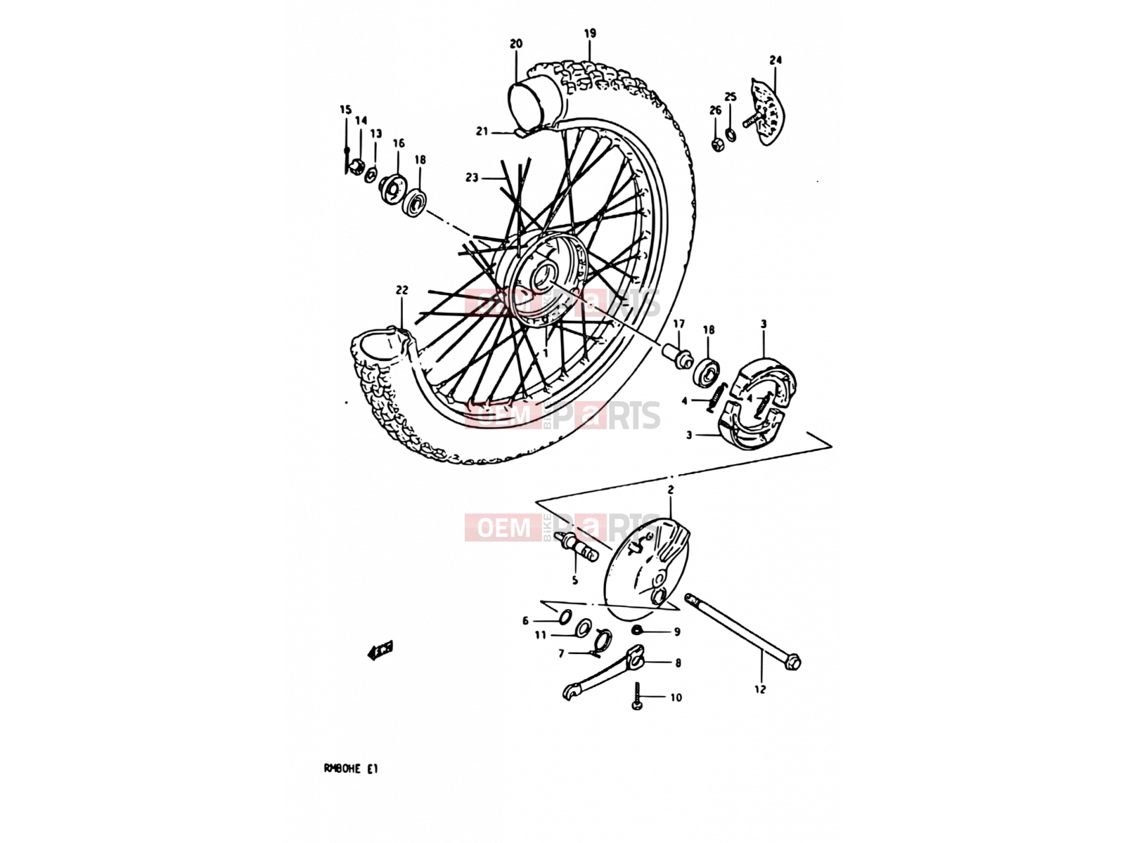 SUZUKI RM80H E (1984) 29 - FRONT WHEEL
