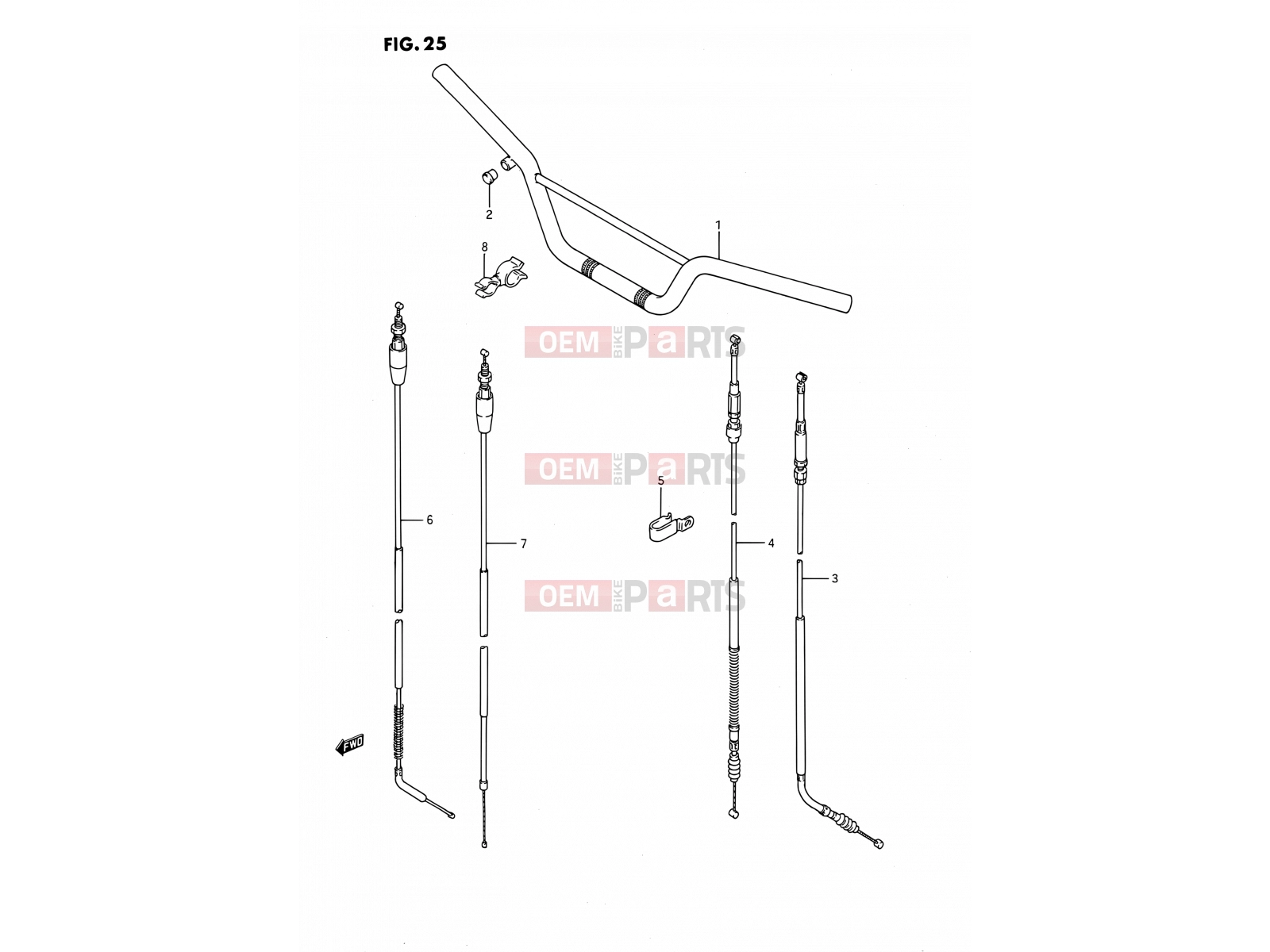 SUZUKI RM80 H (1987) (E01) 25 - HANDLEBAR - CONTROL CABLE