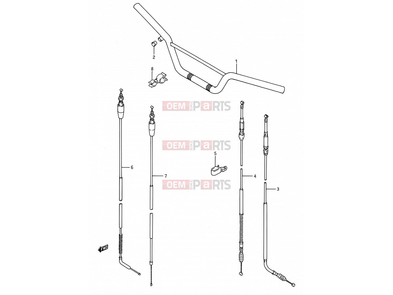 SUZUKI RM80 R (1994) (E03,E28,E33) 27 - HANDLEBAR - CONTROL CABLE
