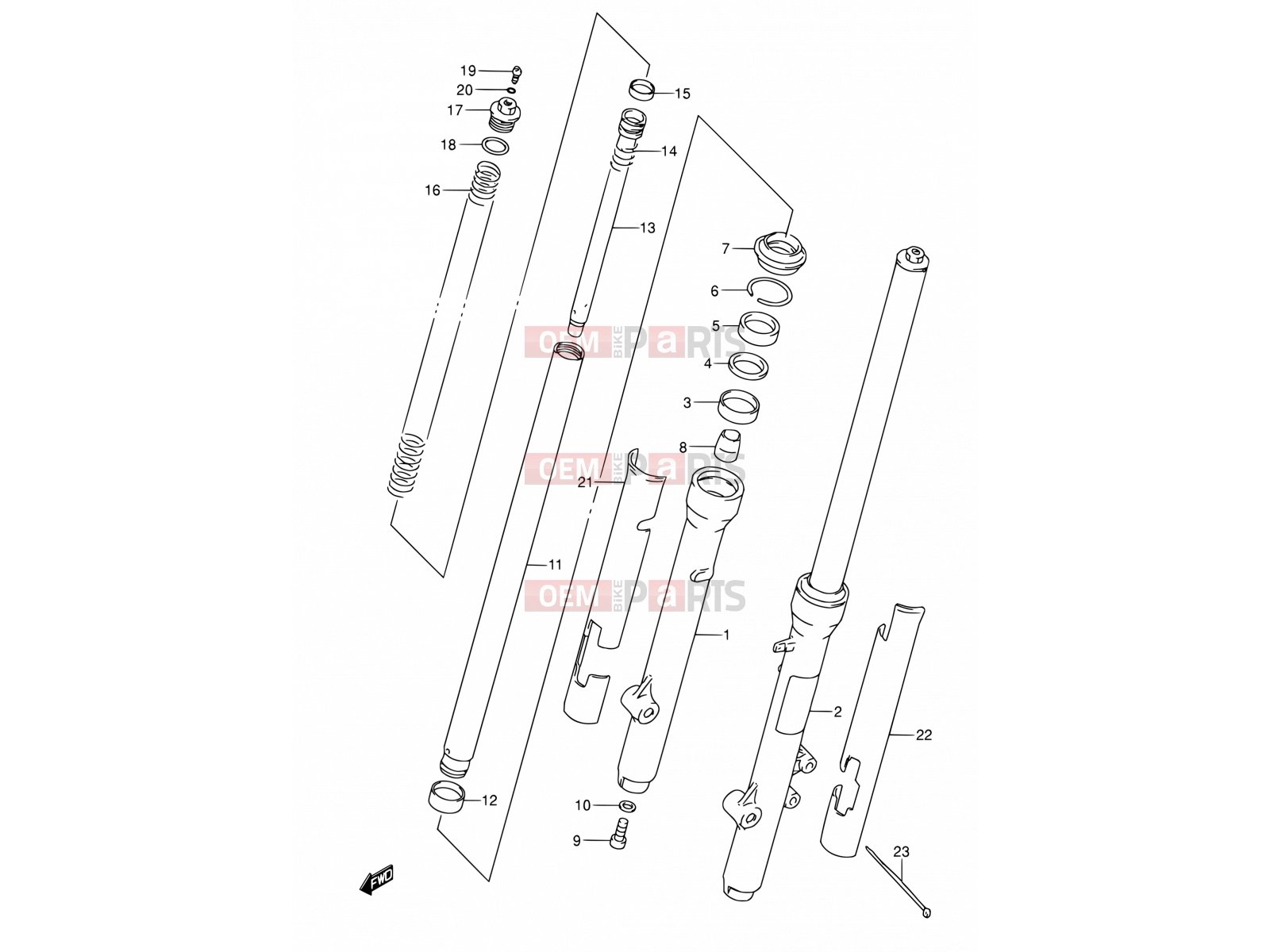 28 - FRONT DAMPER - Suzuki RM80 V (1997) (E03,E28,E33)