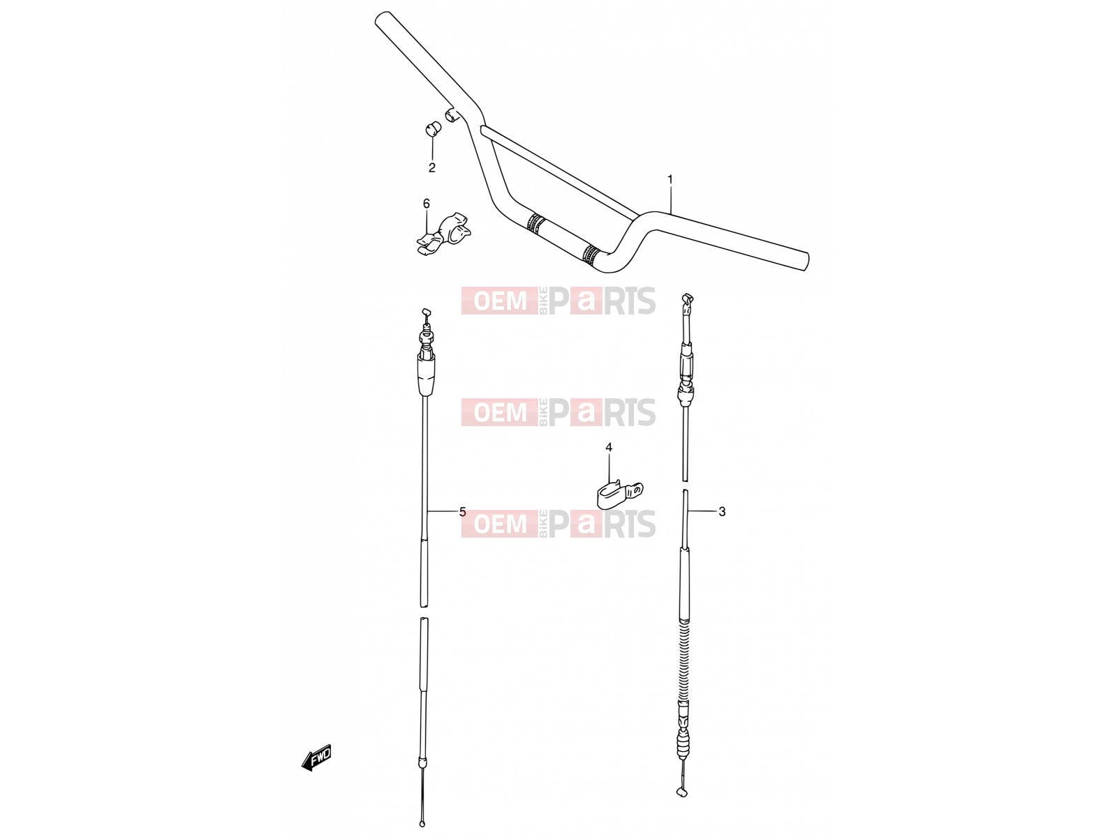 SUZUKI RM80 X (1999) (E03,E28,E33) 23 - HANDLEBAR - CABLE