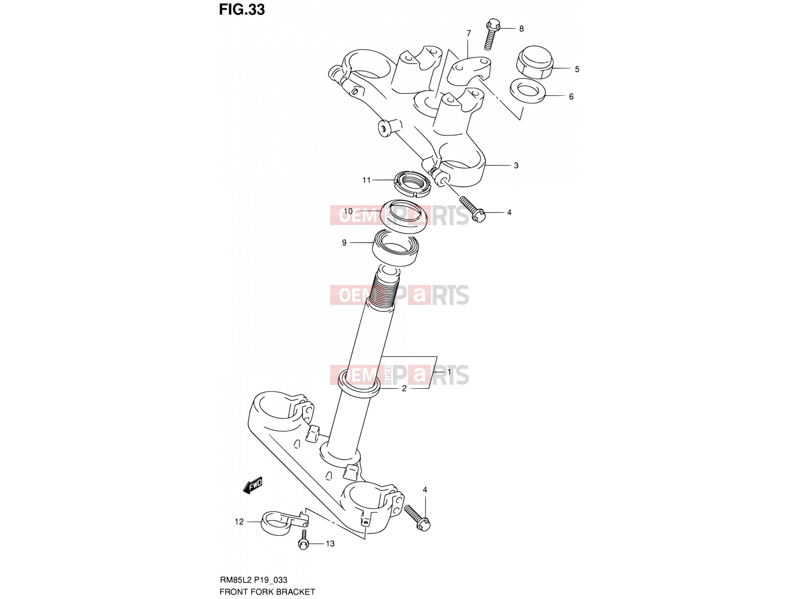 33 - FRONT FORK BRACKET - Suzuki RM85L L2 (2012)