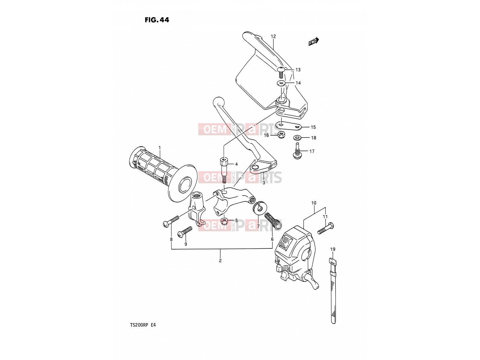 44 - LEFT HANDLE SWITCH - Suzuki TS200R M (1991) (E02,E04,E24)