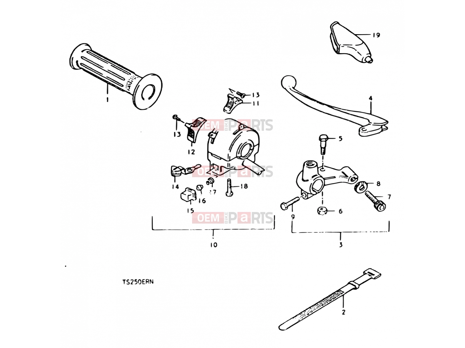 SUZUKI TS250ER N (1992) 55 - LEFT HANDLE SWITCH (E22)