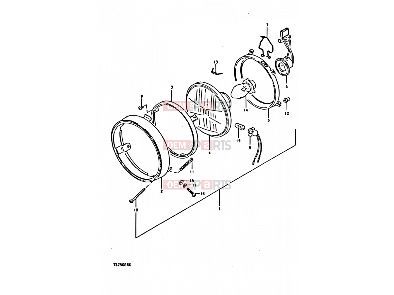 SUZUKI TS250ER T (1996) 22 - HEADLAMP (E17, E18, E21, E22, E39)