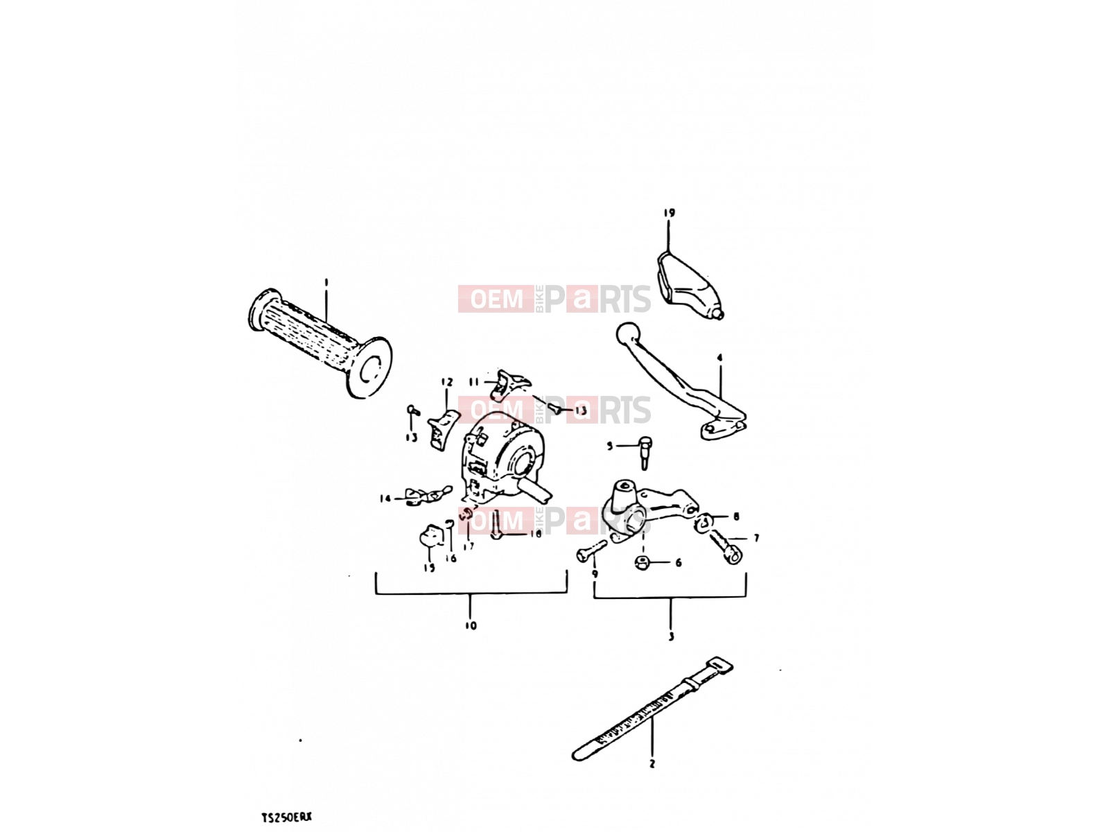 SUZUKI TS250ER X (1999) 61 - LEFT HANDLE SWITCH (E04, E18)