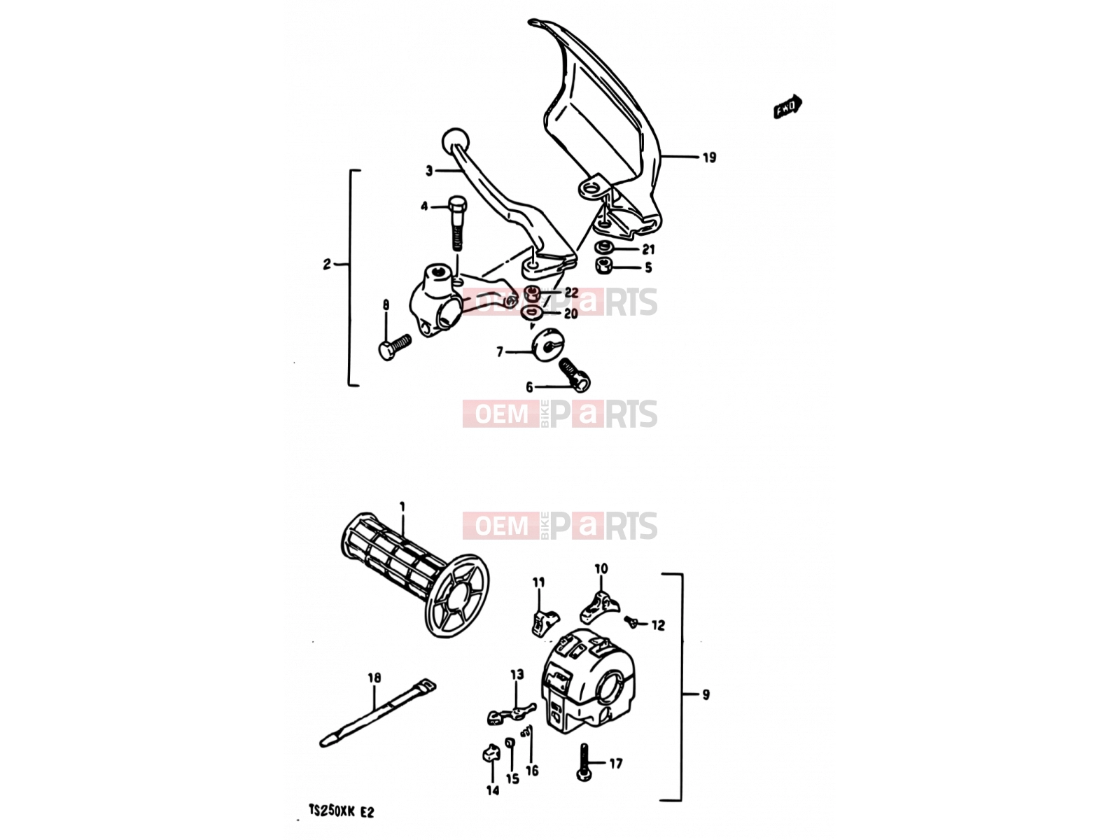 SUZUKI TS250X E (1984) 52 - LEFT HANDLE SWITCH (MODEL H/J E01,E02,E21,E24,E25)