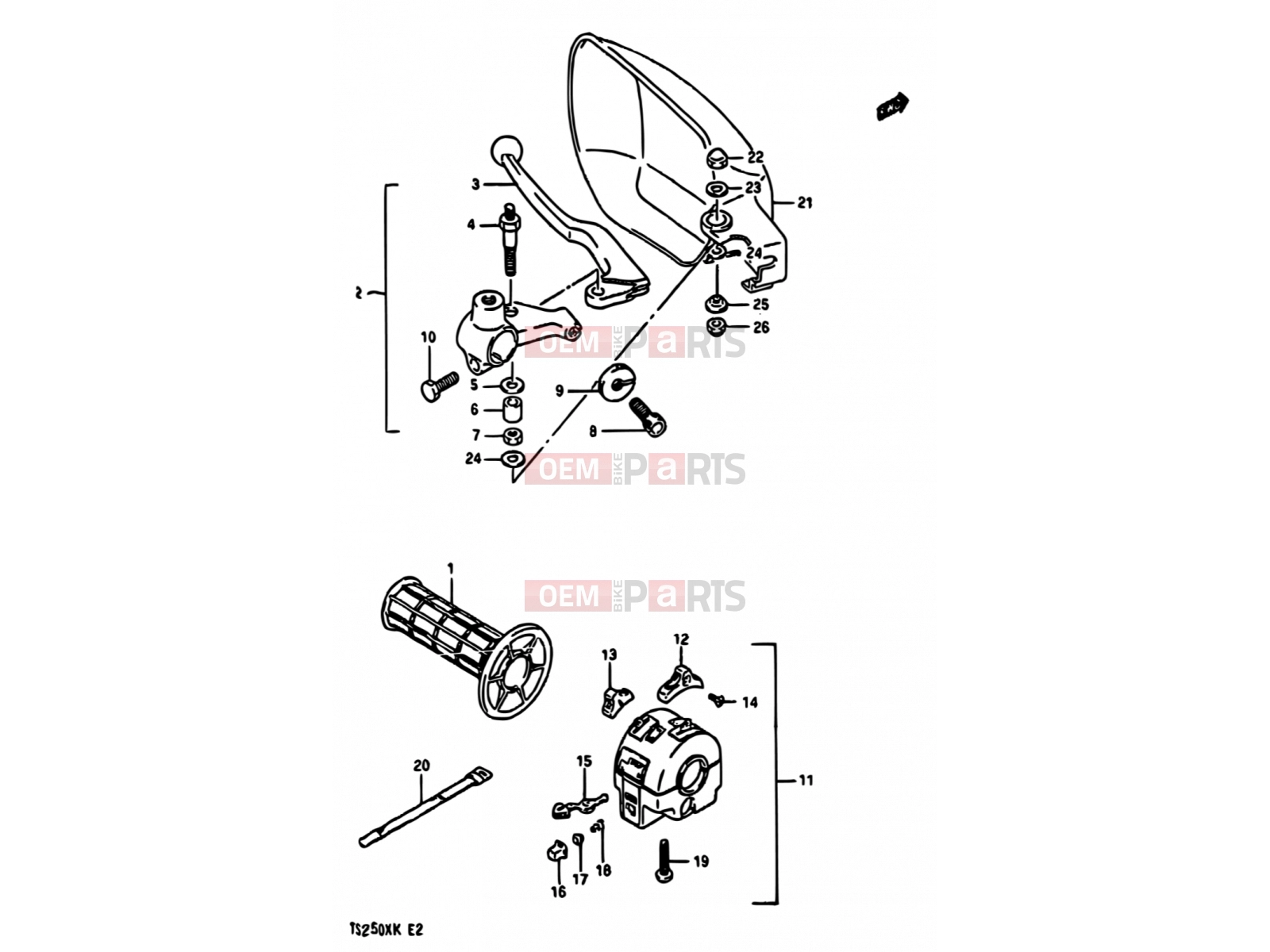 SUZUKI TS250X E (1984) 53A - LEFT HANDLE SWITCH (MODEL K E21,E24)