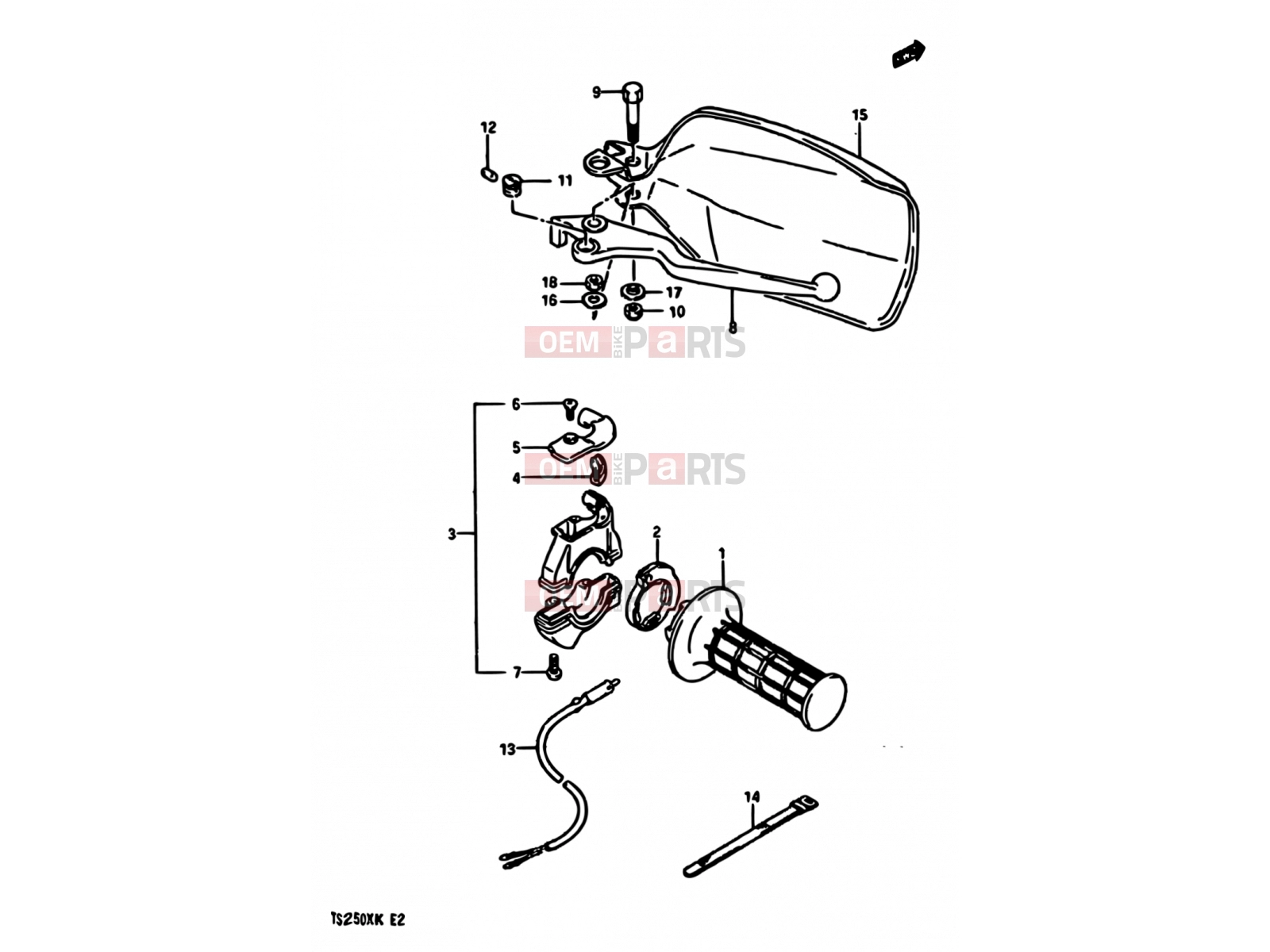 SUZUKI TS250X G (1986) 49 - RIGHT HANDLE SWITCH (MODEL H/J E01,E02,E21,E24,E25)