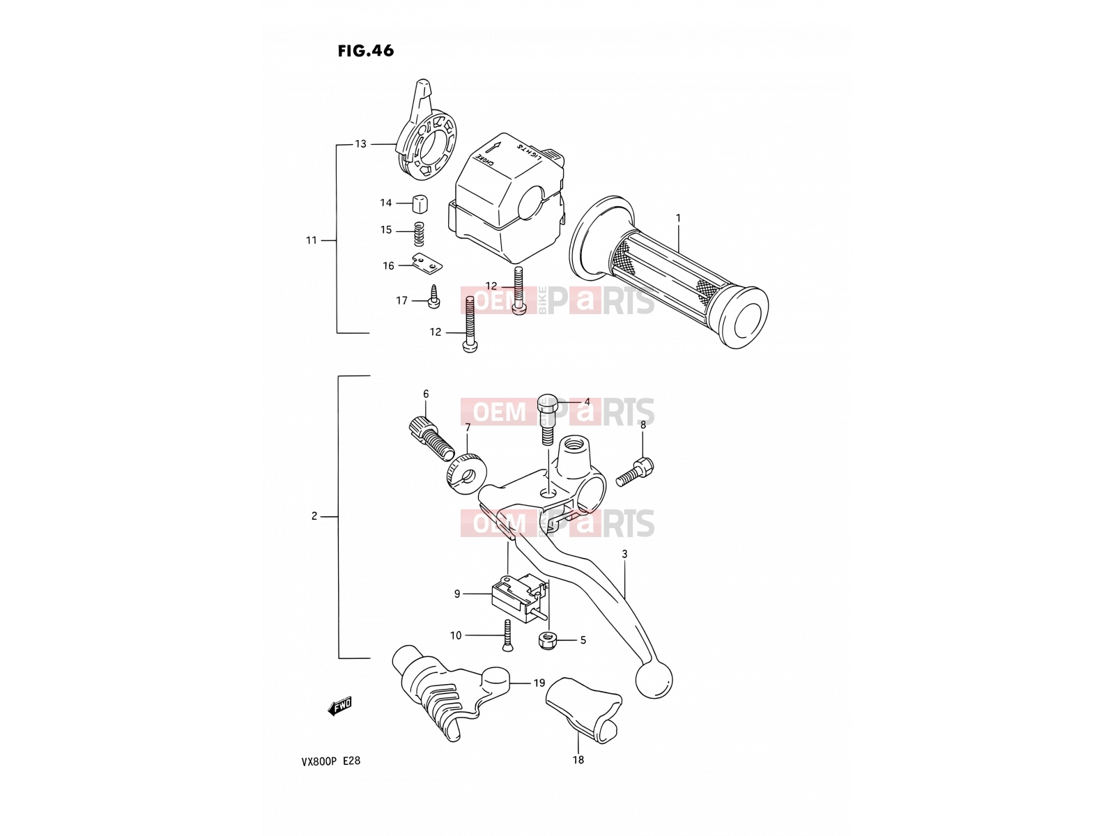 SUZUKI VX800 P (1993) 46 - LEFT HANDLE SWITCH