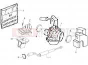 Carburettor, assembly - Union pipe - Piaggio NRG Power DT 2006