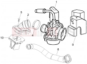 DERBI Sonar 50 2T Carburettor, assembly - Union pipe